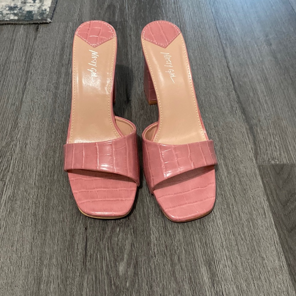 Nasty Gal pink snake skin heels